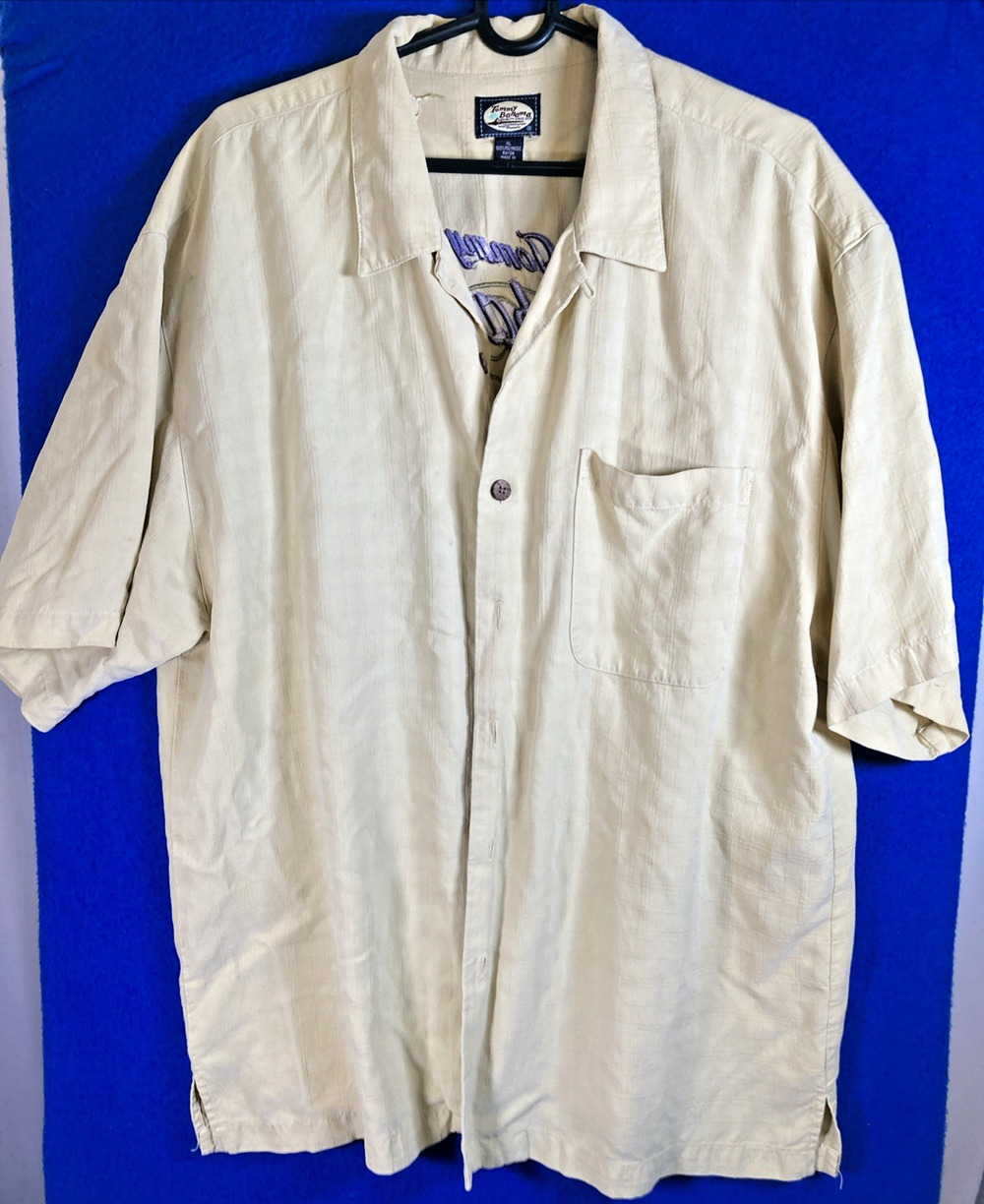 Tommy Bahama Shirt Mens XL Ivory 100% Polynosic Rayon Embroidered Golf Back - Picture 1 of 16